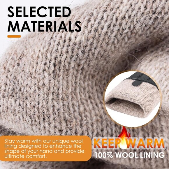 Women's Winter Leather Gloves Texting Warm Driving Lambskin Gloves Grey - Picture 4 of 7